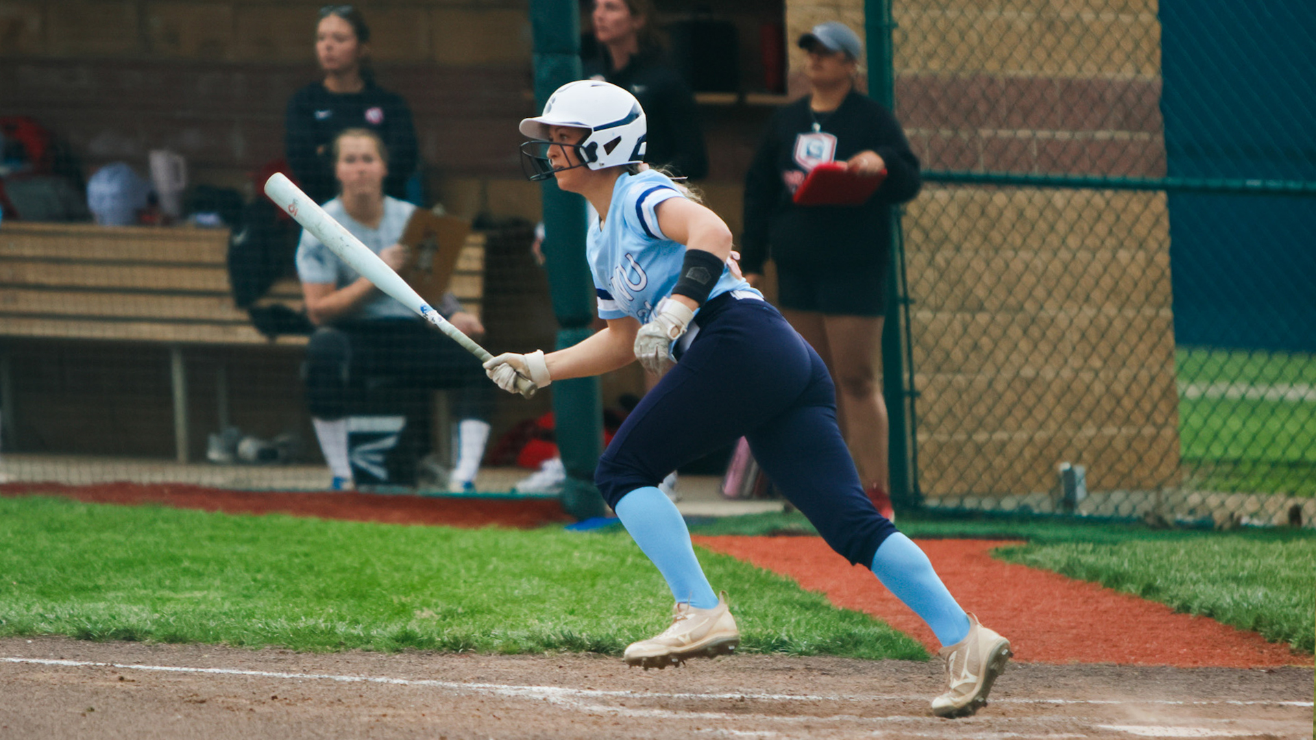 Skylar Zimmerman runs to first after getting a hit